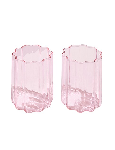 Wave Glass Set of 2 in Pink