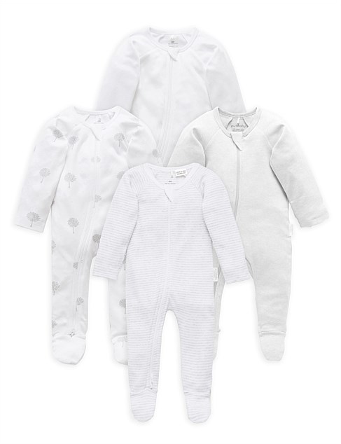 Essentials 4 Pack Zip Growsuit