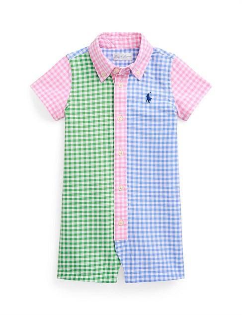 Gingham Cotton Oxford Fun Shortall (3-12 Months)