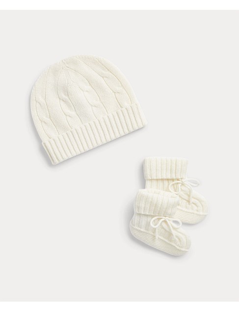 Baby Boy Cashmere Beanie & Bootie Set (NB-9 Months)