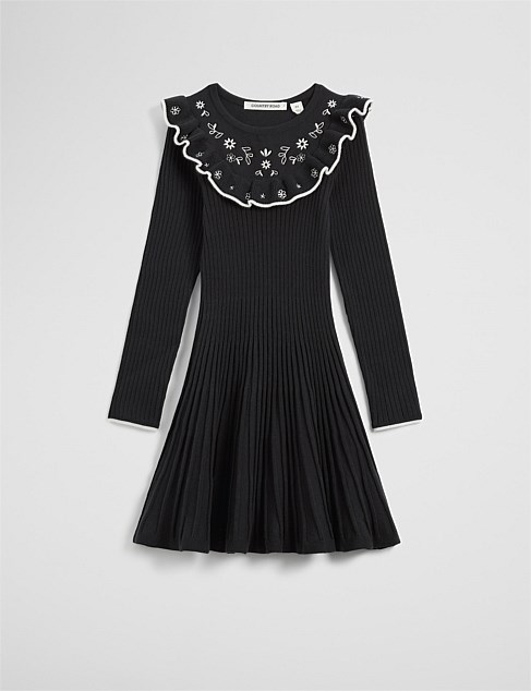 Embroidered Knit Dress