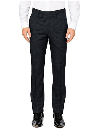 Elegan Flat Front Check Wool Trouser