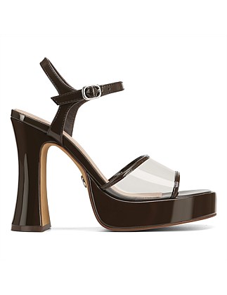 YASLINA ESPRESSO PATENT LEATHER PLATFORM SANDAL