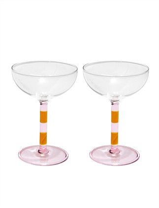 Stripe Coupes - Set of 2. Pink + Amber