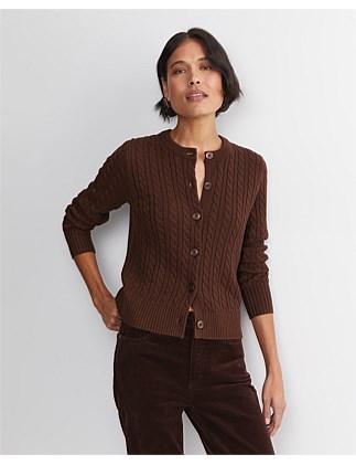 CABLE MERINO COTTON CARDIGAN