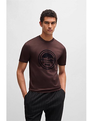 Porsche x BOSS special-branding T-shirt in mercerised cotton