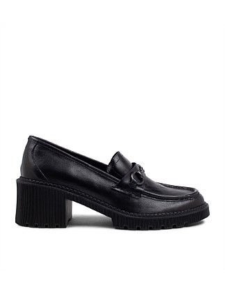 Zoei Black Leather Heels