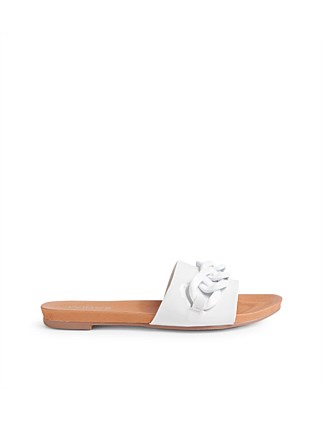 Jimble White Patent Leather Slides