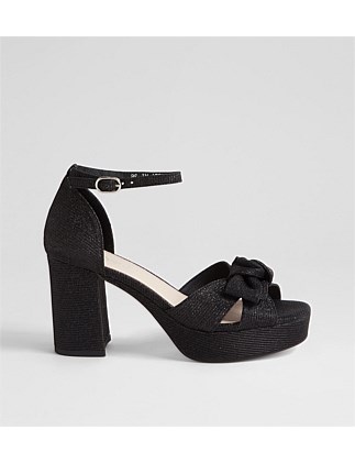 Oletta Black Shine Fabric Sandals