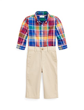 Plaid Cotton Shirt & Chino Pant Set (3-24 Months)