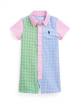 Gingham Cotton Oxford Fun Shortall (3-12 Months)