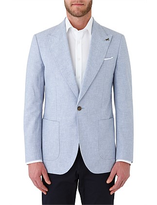Linen Blend Blazer with Peak Lapel