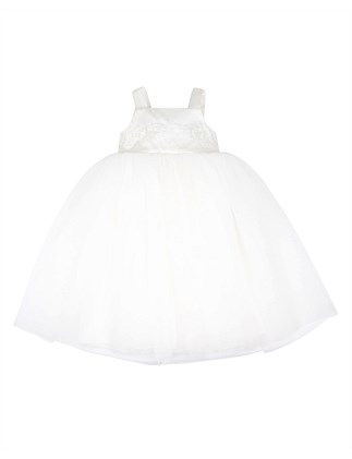 EMBROIDERED BODICE TULLE DRESS ANKLE LENGTH