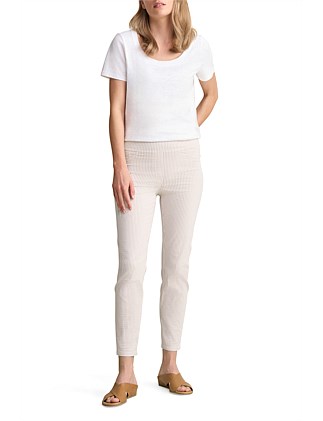 BENGAJEAN 7/8 SEERSUCKER - STONE & WHITE STRIPE