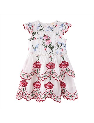 MAISIE EMBROIDERED FRILL DRESS