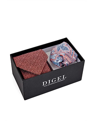 Danny 7cm width Text Silk Tie with Matching Hankie