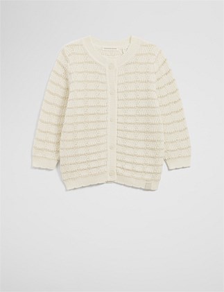 Organically Grown Cotton Crochet Knit Cardigan