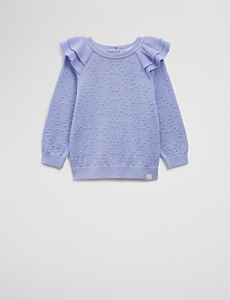 Organically Grown Cotton Pointelle Knit Pullover