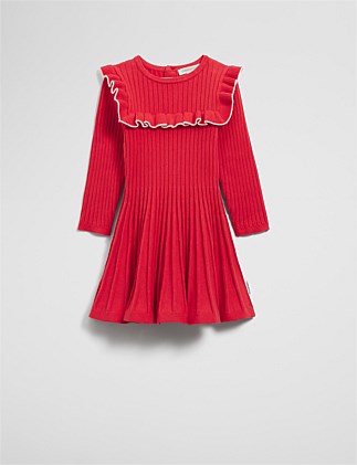 Organically Grown Cotton Blend Frill Knit Dress