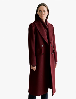 Wool Blend Double Breasted Coat