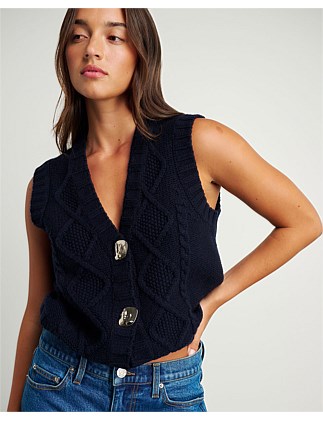 Imogen Merino Wool Cable Knit Vest
