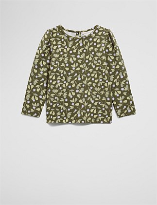 Organically Grown Cotton Blend Gather Long Sleeve T-Shirt