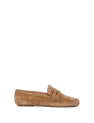 Leopard Velour Penny Loafers Camel
