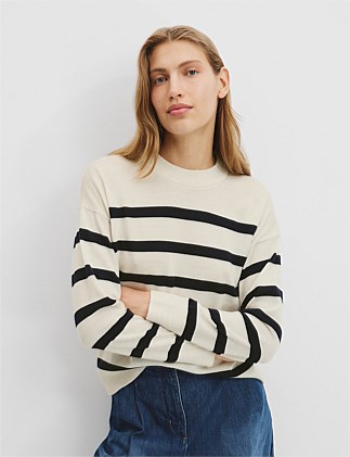 Verified Australian Merino Wool Stripe Crew Neck Knit