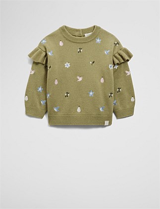 Floral Embroidered Knit