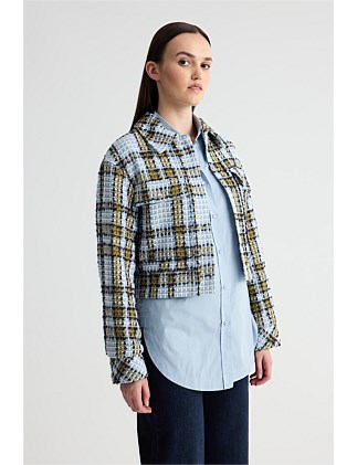 TEXTURED TWEED CROP JACKET