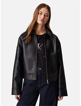 Faux Leather Zipped Jacket
