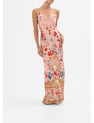 V NECK FULL LENGTH BIAS SLIP DRESS