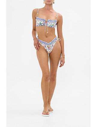 RUCHED CUP UNDERWIRE BIKINI TOP W TIE FRONT